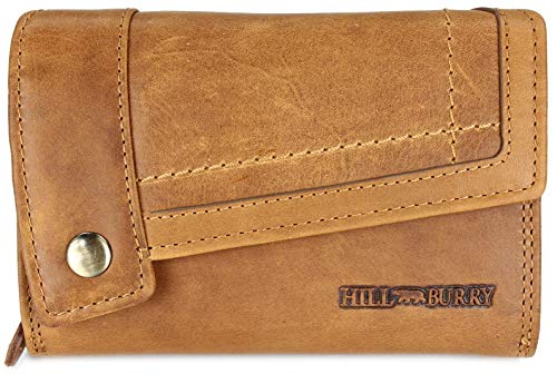 Hochwertige Vintage Leder Damen Geldbörse Portemonnaie Dickes und kompaktes Portmonee Geldbeutel aus weichem Leder mit RFID in braun - 14,5x10x5cm (B x H x T) von Belli