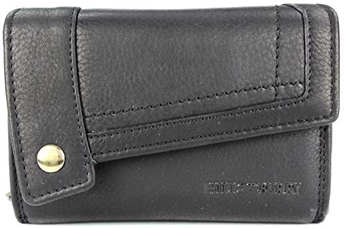 Hochwertige Vintage Leder Damen Geldbörse Portemonnaie Dickes und kompaktes Portmonee Geldbeutel aus weichem Leder mit RFID in schwarz - 14,5x10x5cm (B x H x T) von Belli