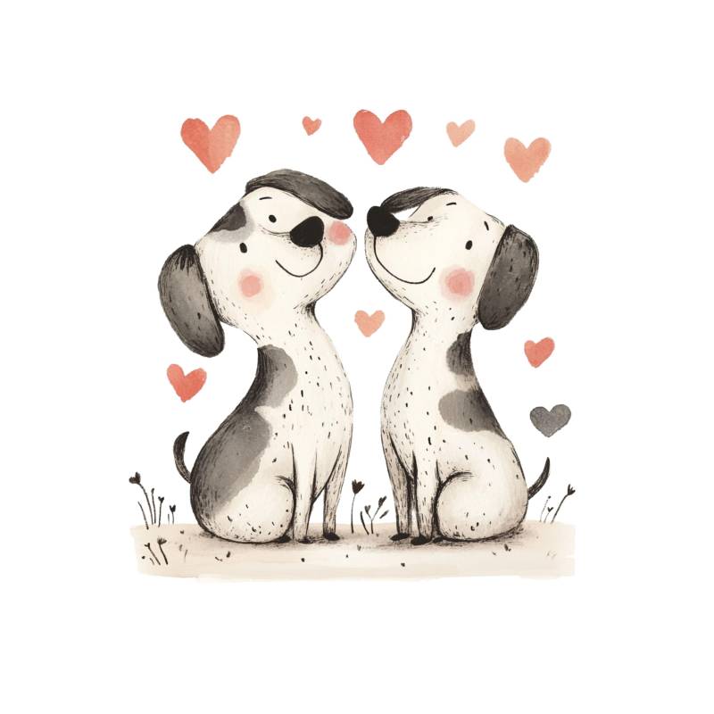Bügelbild Hunde; Bügelmotiv Verliebte Hunde Bügelbild Hunde; Bügelmotiv Verliebte Hunde von Belliperri