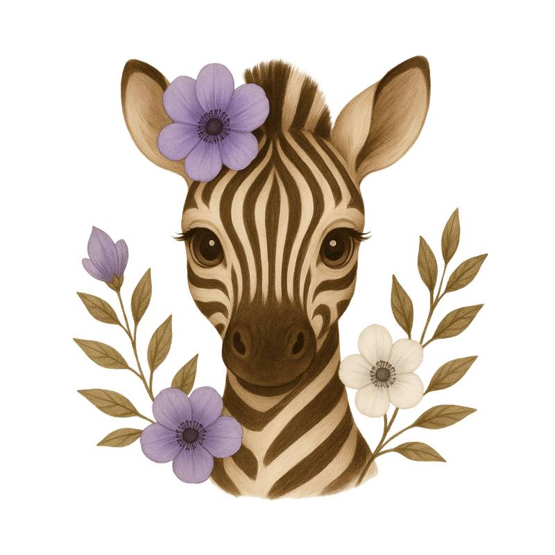 Bügelbild Zebra Mit Blumen Bügelbild Zebra Mit Blumen von Belliperri