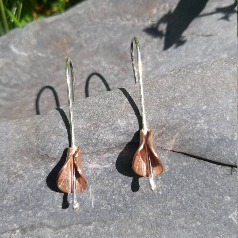 Calla-Blütenohrringe Handgemacht, Aus 925Er Silber Und Kupfer von Bellisful