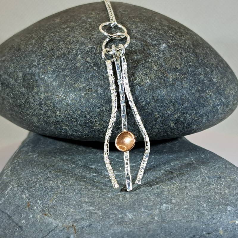 Handgemachte Sterling Silber Halskette Mit Welle Anhänger Aus Kupfer von Bellisful