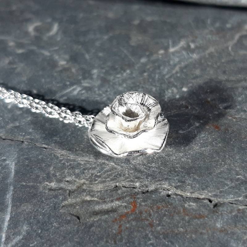 Pfingstrose Rose Blume Anhänger Sterling Silber Handgefertigt von Bellisful