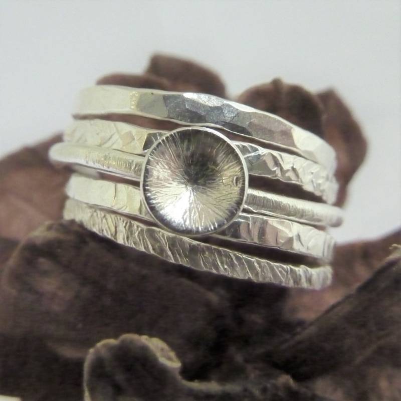Stapelringe | 5Er-Set Mit Dom-Ring Handgefertigtes Ringset Aus Sterlingsilber von Bellisful