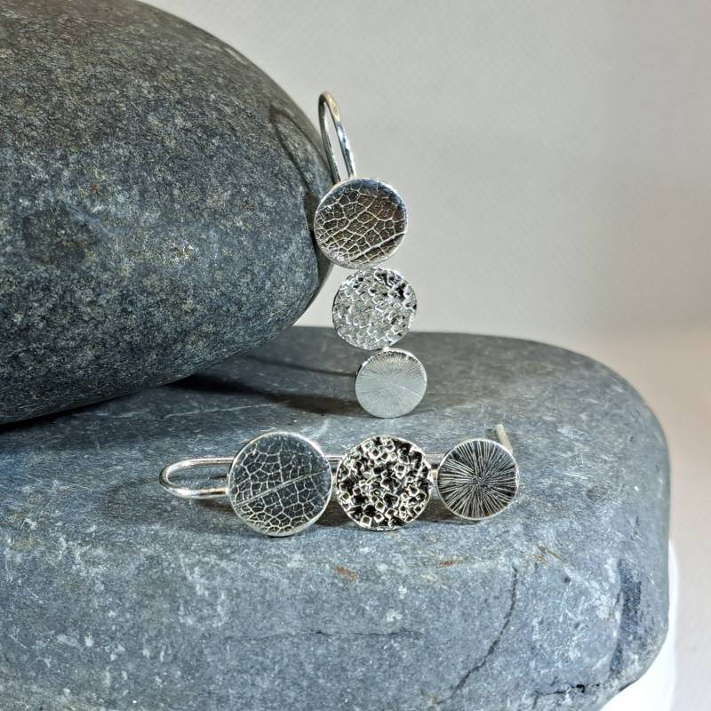 Strukturierte Kreis Scheiben Ohrringe Aus Sterlingsilber von Bellisful