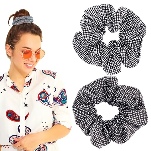 Bellisia Haargummis mit Strasssteinen für Damen und Mädchen, Haargummis, elastisch, Haargummis, Haargummis, Pferdeschwanz-Halter, Haarzubehör, 2 Stück (Schwarz und Weiß) von Bellisia