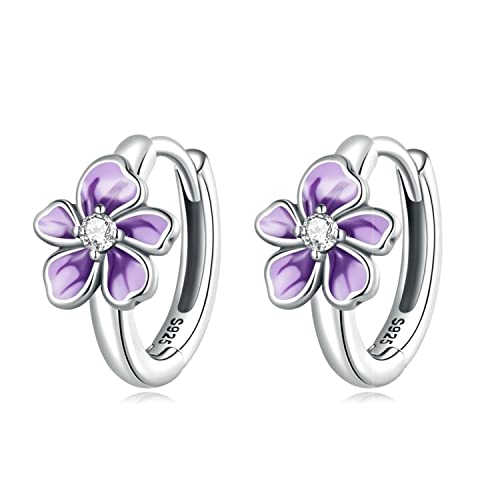 Bellitia Jewelry 925 Sterling Silber Damen Ohrringe mit Sakura Blumen Design, Ohrclips Mädchen Schmuck für Frauen von Bellitia Jewelry