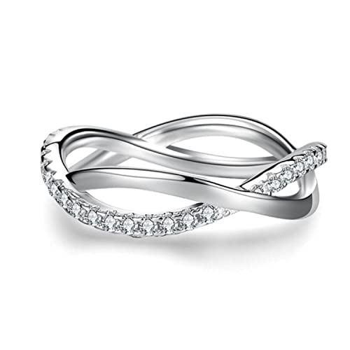 Bellitia Jewelry 925 Sterling Silber Damen Ring mit Zirkonia, Kreuz Design Infinity Unendlichkeit Ring mit Edelstein für Frauen von Bellitia Jewelry