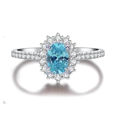 Bellitia Jewelry 925 Sterling Silber Damenring mit Paraiba Turmalin, Ovalschliff Modering mit Blauem Edelstein für Damen, Jubiläumsring Verlobungsring für Damen Schmuckset von Bellitia Jewelry