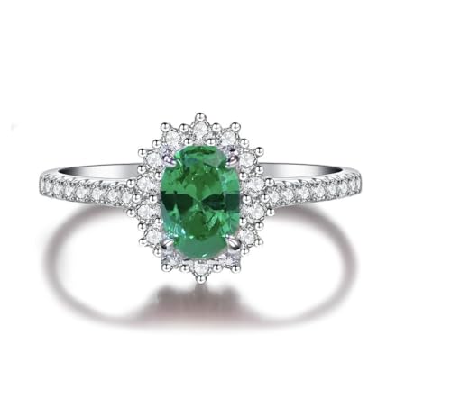 Bellitia Jewelry 925 Sterling Silber Damenring mit Paraiba Turmalin, Ovalschliff Modering mit Grünem Edelstein für Damen, Jubiläumsring Verlobungsring für Damen Schmuckset von Bellitia Jewelry