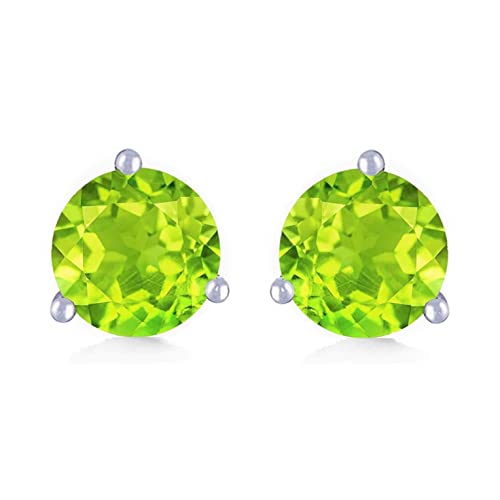 Bellitia Jewelry 925 Sterling Silber Geburtsstein Edelstein Ohrstecker für Frauen Damen, Simulierter Peridot Ohrringe Hypoallergener Ohrschmuck Grün Stein Geschenk Set, 1ct 6.5mm von Bellitia Jewelry
