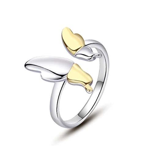 Bellitia Jewelry 925 Sterling Silber Schmetterlings Ringe Verstellbare Ringe für Frauen Damen Mädchen, Schmuck Damen Ring Set Geschenk von Bellitia Jewelry