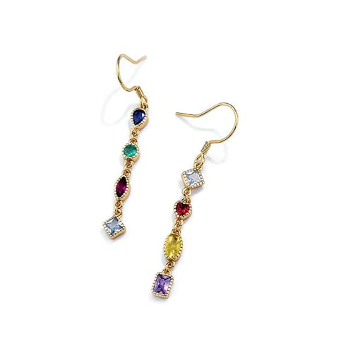 Bellitia Jewelry 925 Sterling Silber Vergoldet Quaste Ohrringe für Frauen und Mädchen, Ohrschmuck Tassel mit Zirkonia Anhänger von Bellitia Jewelry