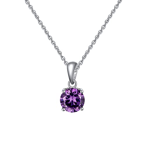 Bellitia Jewelry Amethyst Halskette Damen Anhänger in 925 Sterling Silber, Geburtsstein Februar Geschenk für Mutter Damen Frau Mädchen Schmuck für Valentinstag Geburtstag von Bellitia Jewelry