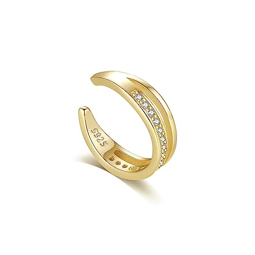 Bellitia Jewelry CZ Diamant Ohrstulpe 925 Sterling Silber Vergoldet Ear Cuff Zirkonia Ohr Manschette für Damen Mädchen Helix Knorpel Ohrclips Nicht Durchbohrte Ohrringe von Bellitia Jewelry