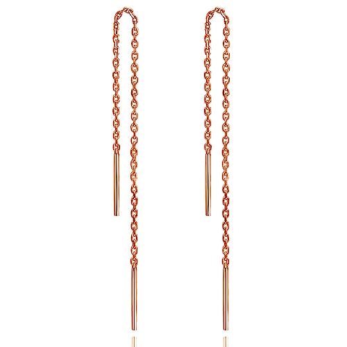 Bellitia Jewelry Damen 925 Sterling Silber Ohrhänger mit Kette für Frauen Mädchen, Lange Einfädler Ohrringe Kettchen Durchzieher Ohrringe Hypoallergen Ohrschmuck, Rhodiniert/Rosévergoldet/Vergoldet von Bellitia Jewelry