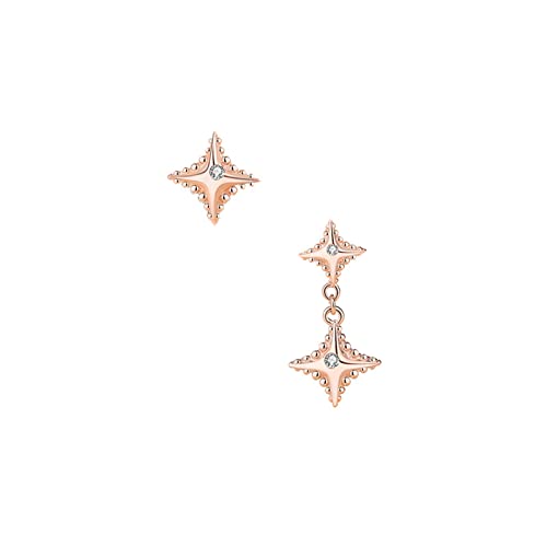 Bellitia Jewelry Damen CZ Diamant Hypoallergen Asymmetrische Ohrstecker Hängend Ohrringe, 925 Sterling Silber Rosévergoldet Zirkonia Stern Ohrschmuck Für Damen Mädchen Kinder von Bellitia Jewelry