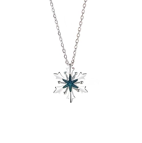 Bellitia Jewelry Damen Halskette Schneeflocken Anhänger für Frauen, Freund, Mutter, 925 Sterling Silber Blauer Stern Kette Geschenk 45cm Kettenlänge von Bellitia Jewelry