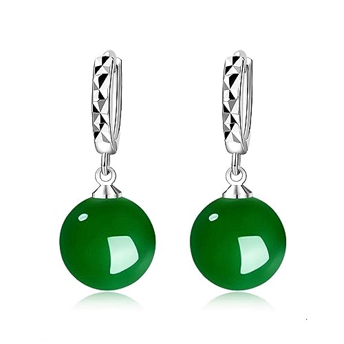 Bellitia Jewelry Damen Ohrringe Hängend mit echten Süßwasserperlen/Grüne Onyx/Roter Onyx, 925 Sterling Silber Huggie Creolen Hypoallergen Ohrringe für Frauen Mädchen, 12mm von Bellitia Jewelry