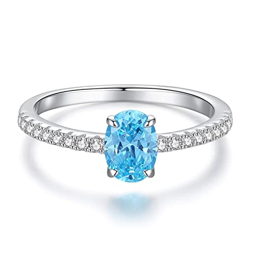 Bellitia Jewelry Damenring aus 925 Sterling Silber mit Paraiba-Turmalin, Ovalschliff Modering mit Edelstein Blau für Damen, Frauen Mädchen Damen Schmuckset von Bellitia Jewelry