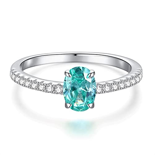 Bellitia Jewelry Damenring aus 925 Sterling Silber mit Paraiba-Turmalin, Ovalschliff Modering mit Edelstein Grün für Damen, Frauen Mädchen Damen Schmuckset von Bellitia Jewelry