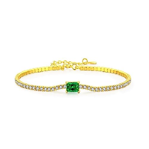 Bellitia Jewelry Glitzer 5A Zirkonia & Grün Simuliert Smaragd Tennisarmband 925 Sterling Silber Tennis Armband Damen Frauen, Schmuck Geschenke für Geburtstag Jahrestag Weihnachten von Bellitia Jewelry