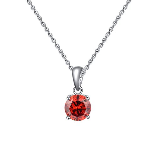 Bellitia Jewelry Granat Halskette Damen Anhänger in 925 Sterling Silber, Januar Geburtsstein Geschenk für Mutter Damen Frau Mädchen Schmuck für Valentinstag Geburtstag von Bellitia Jewelry