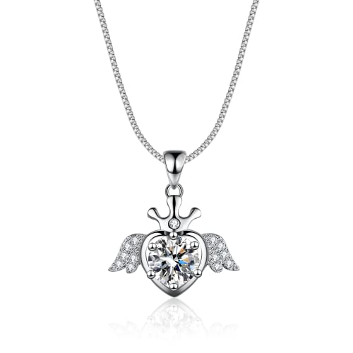 Bellitia Jewelry Halskette Damen Flügel Anhänger Engel Symbol aus 925 Sterling Silber, Engel Kette mit Geburtsstein Zirkonia Schmuck Geschenke für Frauen Mädchen von Bellitia Jewelry