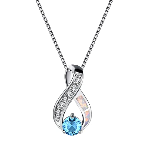 Bellitia Jewelry Halskette Damen mit Edelstein Anhänger aus Topas, 925 Sterling Silber Set Schmuck Halskette mit Topas und Opal von Bellitia Jewelry