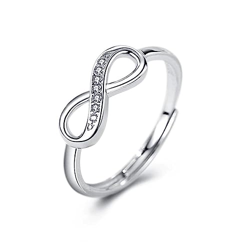 Bellitia Jewelry Infinity Damen Verlobungsring Unendlichkeit Promise Eheringe Ring, Echt 925 Sterling Silber Zirkonia Trauringe Hochzeitsringe Antragsring Ringe, Einstellbar von Bellitia Jewelry