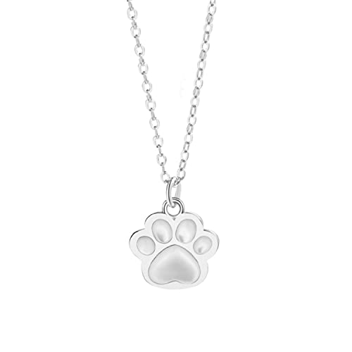 Bellitia Jewelry Katze Pfotenabdruck Anhänger Pfote Halskette Platiniert 925 Sterling Silber Kette Schmuck Geschenke für Damen Mädchen Tochter von Bellitia Jewelry