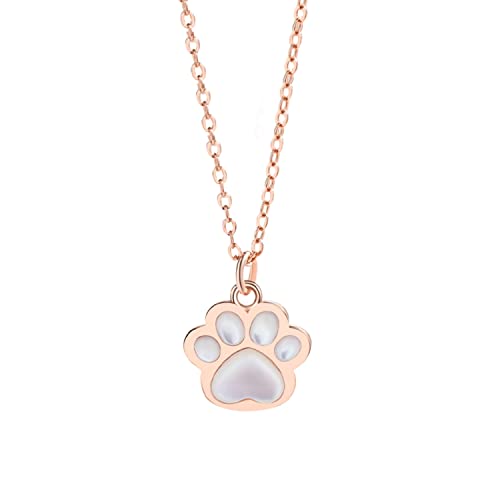 Bellitia Jewelry Katze Pfotenabdruck Anhänger Pfote Halskette Rosengoldbeschichtet 925 Sterling Silber Kette Schmuck Geschenke für Damen Mädchen Tochter von Bellitia Jewelry