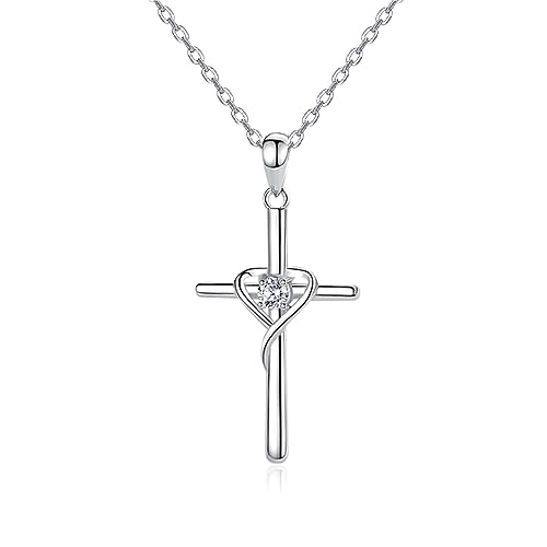 Bellitia Jewelry Kreuz Kette 925 Sterling Silber Kreuz Anhänger Halskette Zirkonia Schmuck Kreuz Geschenke für Frauen Damen Mädchen von Bellitia Jewelry