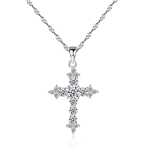 Bellitia Jewelry Kreuz Kette mit Anhänger aus 925 Sterling Silber, Zirkonia Kreuz Halskette Halsschmuck Geschenk für Frauen Damen Mädchen 45cm von Bellitia Jewelry