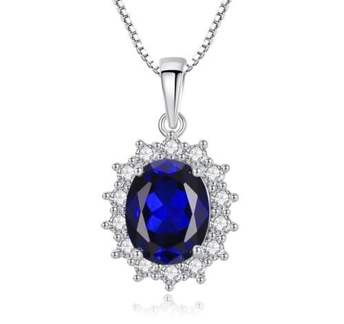 Bellitia Jewelry Prinzessin Diana Kate Halskette für Damen 925 Sterling Silber Knoten Anhänger Saphir Feiner Schmuck Geburtstag Muttertag Geschenke von Bellitia Jewelry