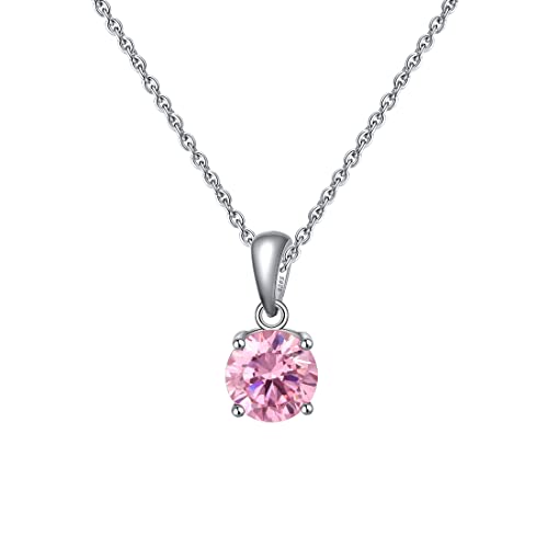 Bellitia Jewelry Rosa Turmalin Halskette Damen Anhänger in 925 Sterling Silber, Oktober Geburtsstein Geschenk für Mutter Damen Frau Mädchen Schmuck für Valentinstag Geburtstag von Bellitia Jewelry