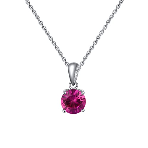 Bellitia Jewelry Rubin Halskette Damen Anhänger in 925 Sterling Silber, Juli Geburtsstein Geschenk für Mutter Damen Frau Mädchen Schmuck für Valentinstag Geburtstag von Bellitia Jewelry