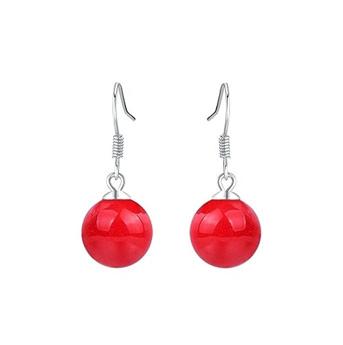 Bellitia Jewelry Silber 925 Hängend Ohrringe Süßwasser-Zuchtperle Ohrringe Perlen Ohrhänger Weiß/Rot/Gold, Haken Ohrringe mit Perle Hängend Tropfen Perlenohrschmuck Baumeln, 6mm 8mm 10mm von Bellitia Jewelry