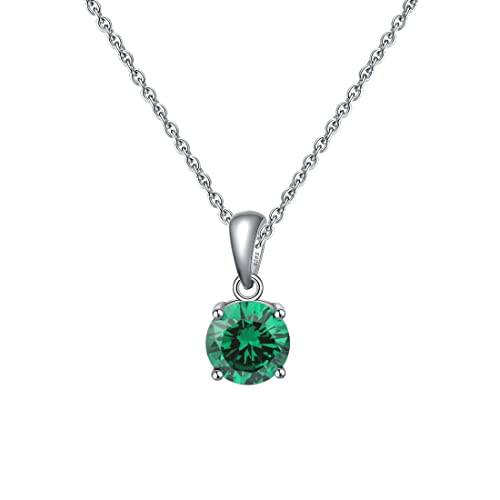 Bellitia Jewelry Smaragd Halskette Damen Anhänger in 925 Sterling Silber, Mai Geburtsstein Geschenk für Mutter Damen Frau Mädchen Schmuck für Valentinstag Geburtstag von Bellitia Jewelry