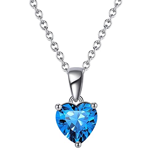 Bellitia Jewelry Türkis Halskette Damen Herz Anhänger in 925 Sterling Silber, Dezember Geburtsstein Geschenk für Mutter Damen Frau Mädchen Schmuck für Valentinstag Geburtstag von Bellitia Jewelry