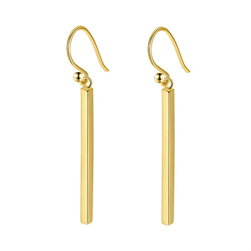 Bellitia Jewelry Vergoldet 925 Sterling Silber Ohrringe Haken Ohrschmuck Sticker Set für Frauen Damen, Tropfenohrringe Damen Ohrhänger mit Lang Stange von Bellitia Jewelry