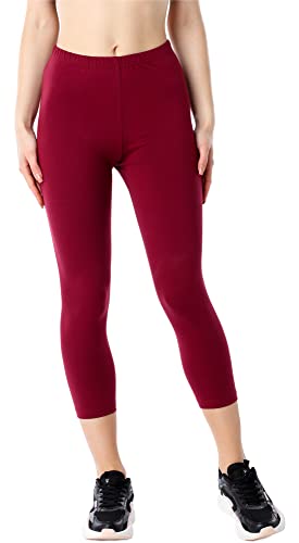 Bellivalini Damen 3/4 Leggings aus Bio-Baumwolle BLV50-184 (Weinrot, L) von Bellivalini