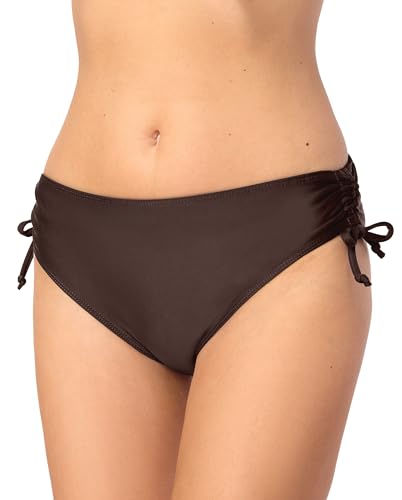 Bellivalini Damen Bikini Slip mit Raffung Badeshorts Badehose Bikinihose Bikini Unterteil VR-Brief-2 (Braun, M) von Bellivalini