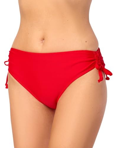 Bellivalini Damen Bikini Slip mit Raffung Badeshorts Badehose Bikinihose Bikini Unterteil VR-Brief-2 (Rotmantel, XXL) von Bellivalini