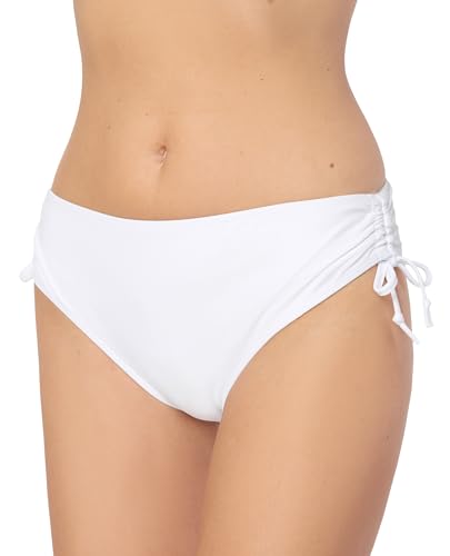 Bellivalini Damen Bikini Slip mit Raffung Badeshorts Badehose Bikinihose Bikini Unterteil VR-Brief-2 (Weiß, XXL) von Bellivalini