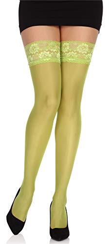 Bellivalini Damen Halterlose Mikrofaser 20 DEN Strümpfe mit Spitze BLVFI1009 (Grassy, XL (Herstellergröße: 5)) von Bellivalini