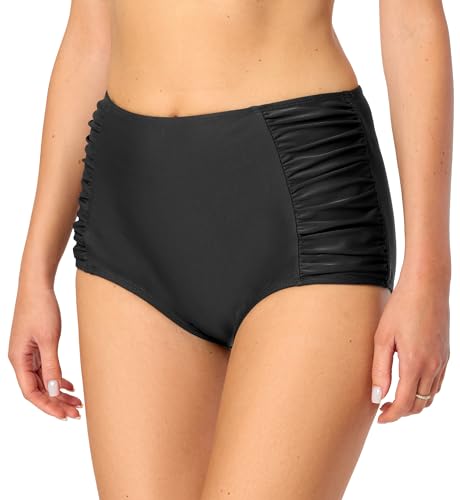 Bellivalini Damen High Waist Bikinihose Bauch Weg Effekt Badehose BLV50-284 (Schwarz, M) von Bellivalini