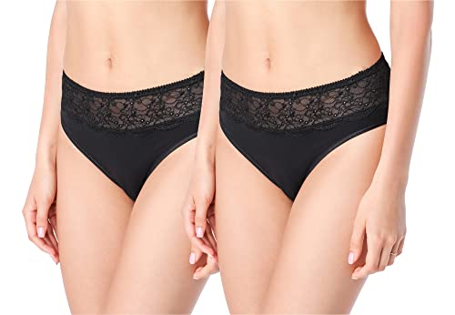 Bellivalini Damen Hipster Panties Baumwolle Spitze BLV50-196 (2Pack-SchwarzSchwarz, XXL) von Bellivalini