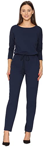 Bellivalini Damen Hosenanzug Einteiler Jumpsuit mit Bindegürtel Freizeitanzug BLV50-212 (Dunkelblau, XXL) von Bellivalini