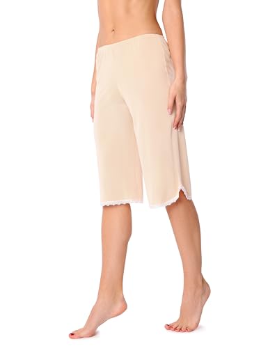 Bellivalini Damen Hosenunterrock Knielang Petticoat mit Spitze BLV50-258 (Beige, S) von Bellivalini